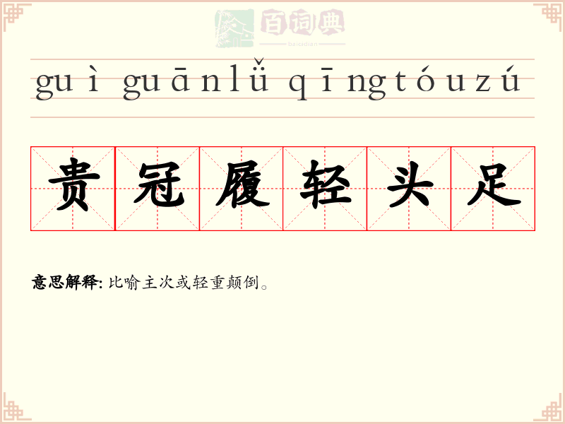 贵冠履轻头足