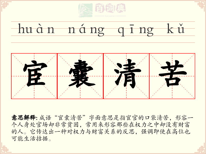 宦囊清苦