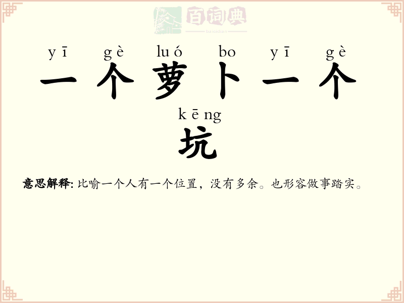 一个萝卜一个坑