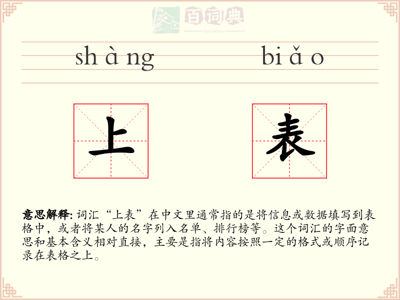 上表