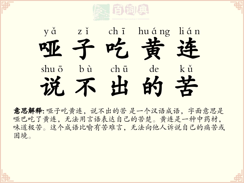 哑子吃黄连，说不出的苦