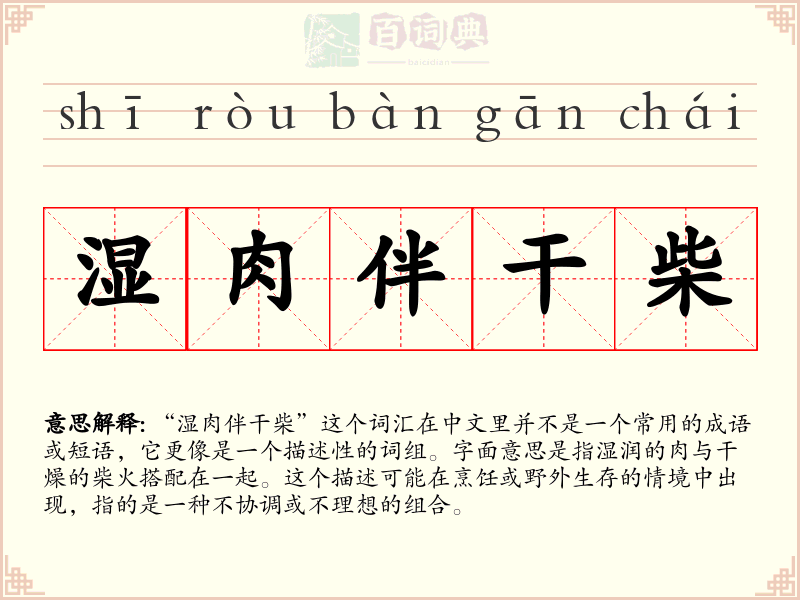 湿肉伴干柴