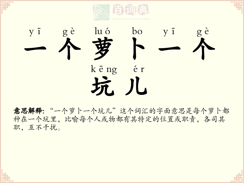 一个萝卜一个坑儿