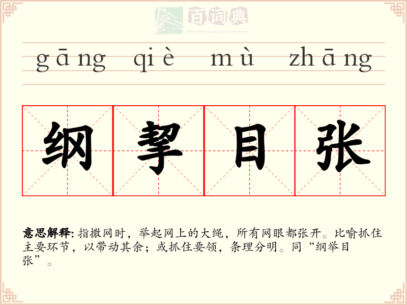 纲挈目张