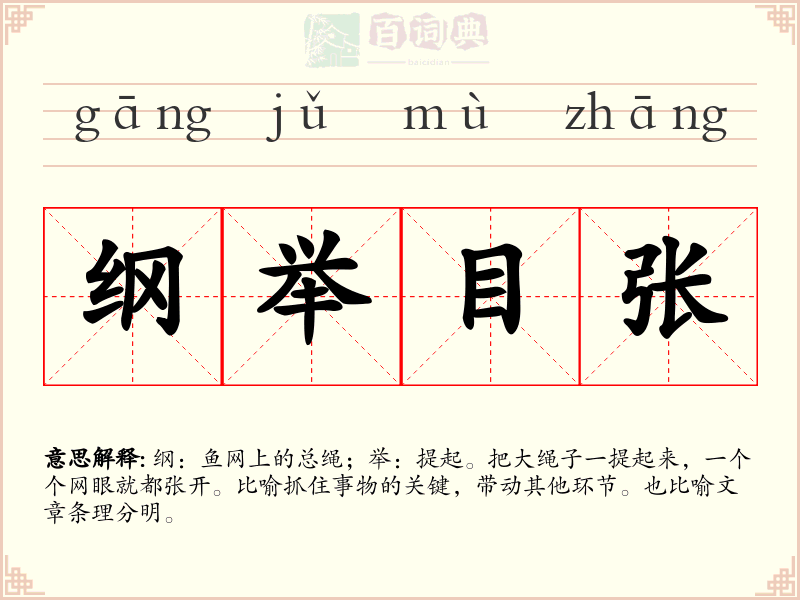 纲举目张