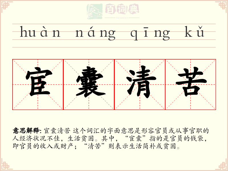 宦囊清苦