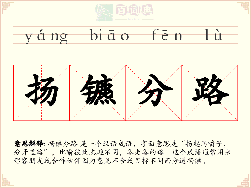 扬镳分路