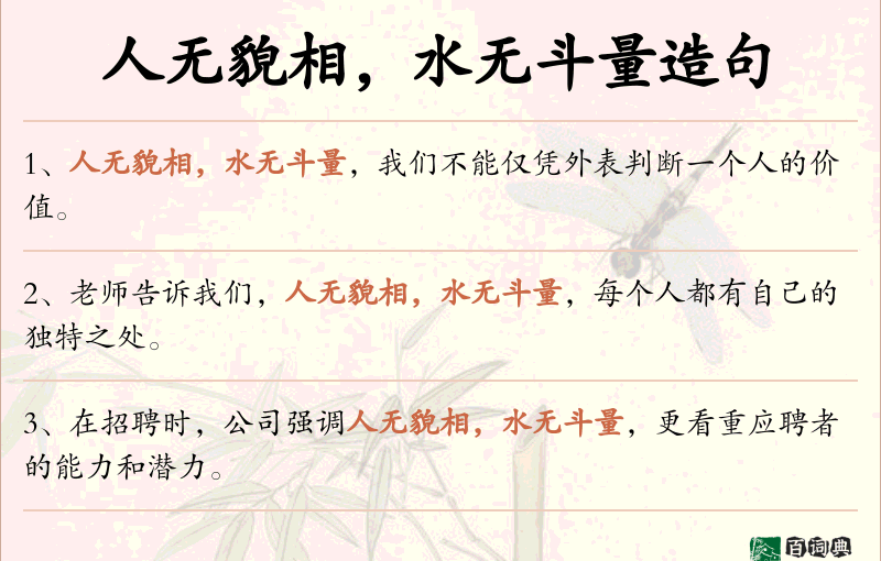 人无貌相，水无斗量