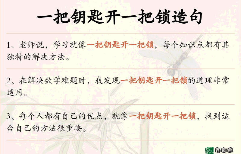 一把钥匙开一把锁