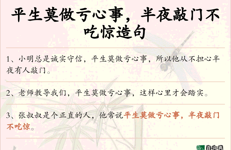 平生莫做亏心事，半夜敲门不吃惊