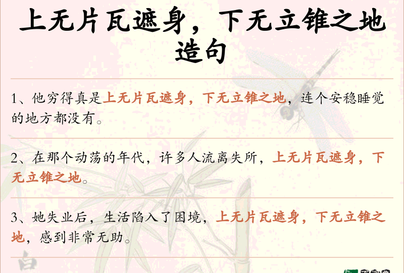 上无片瓦遮身，下无立锥之地