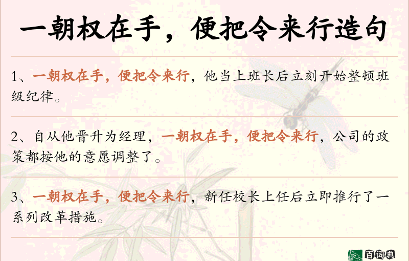 一朝权在手，便把令来行