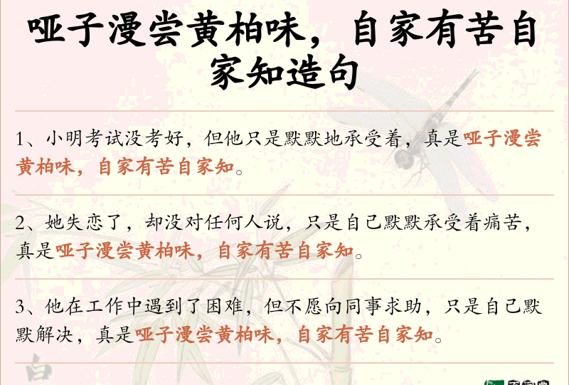 哑子漫尝黄柏味，自家有苦自家知