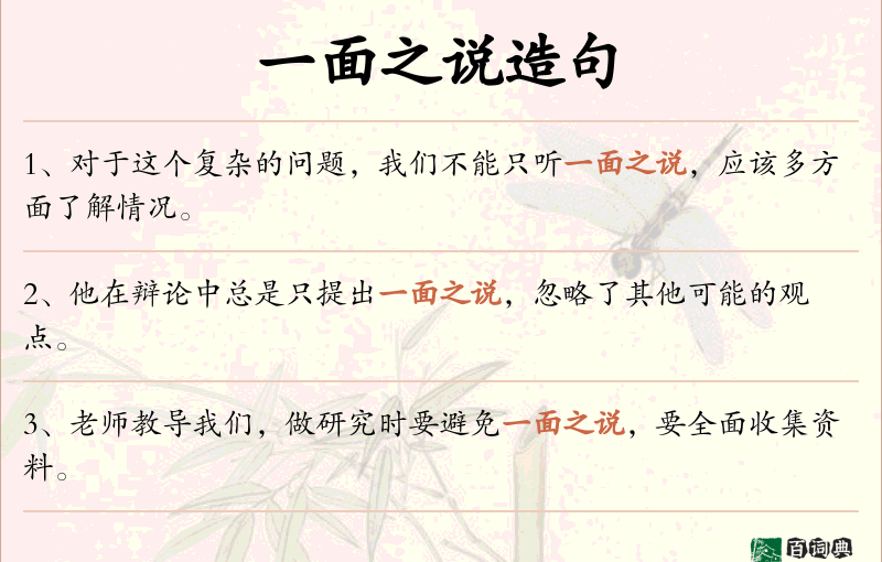 一面之说
