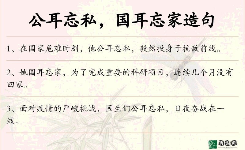 公耳忘私，国耳忘家