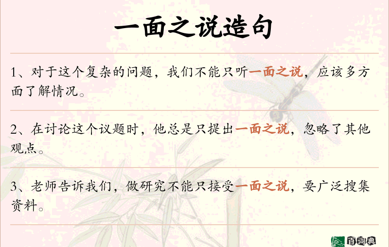一面之说