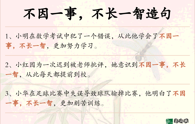 不因一事，不长一智