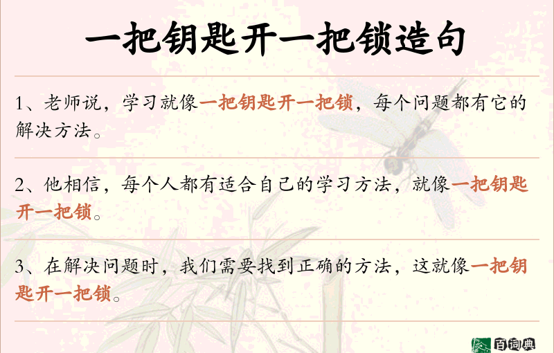 一把钥匙开一把锁
