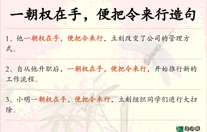 一朝权在手，便把令来行