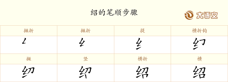 绍的笔顺、笔画、结构与含义 - 汉字字典