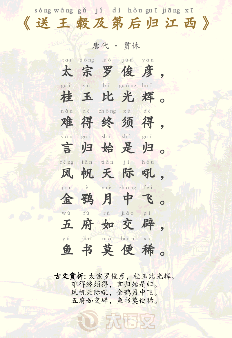 送王毂及第后归江西