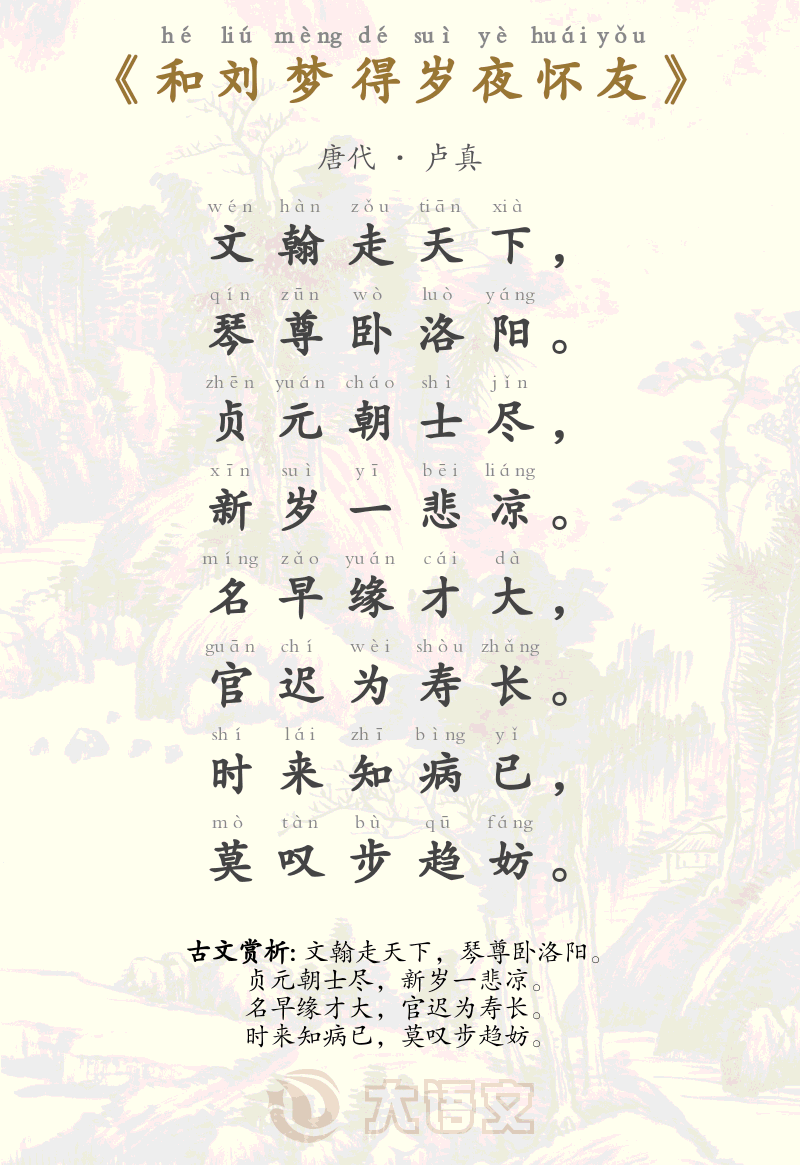 和刘梦得岁夜怀友