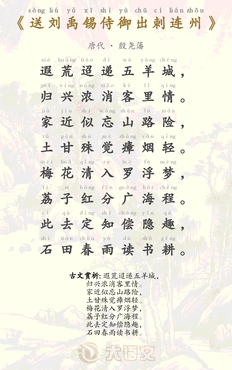 送刘禹锡侍御出刺连州