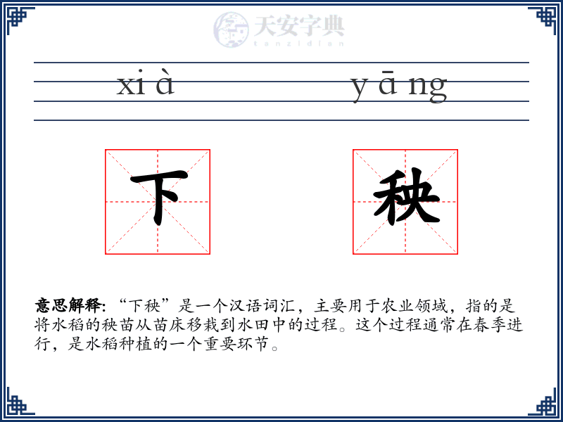 下秧