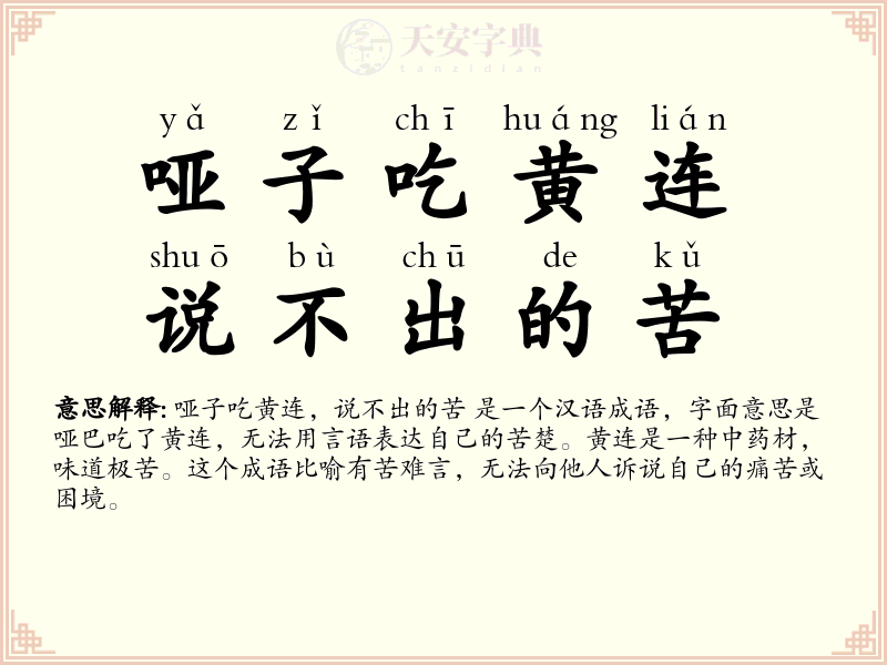 哑子吃黄连，说不出的苦