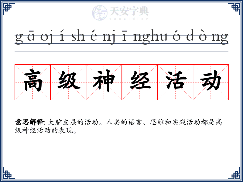 高级神经活动