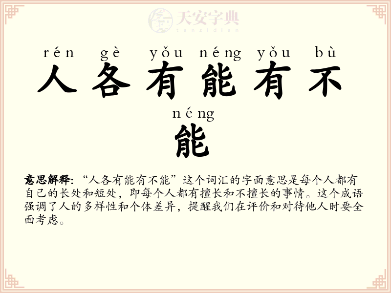 人各有能有不能