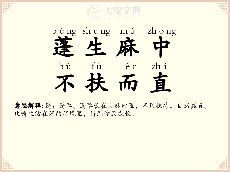 蓬生麻中，不扶而直