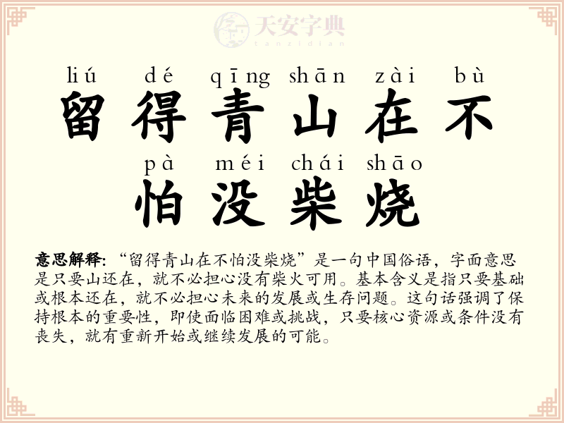 留得青山在不怕没柴烧