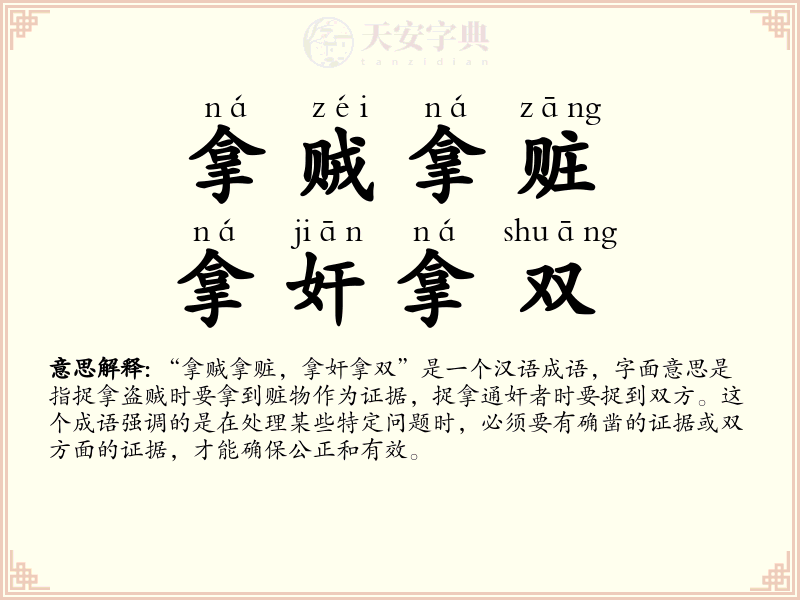 拿贼拿赃，拿奸拿双