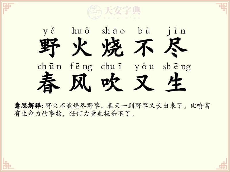 野火烧不尽，春风吹又生
