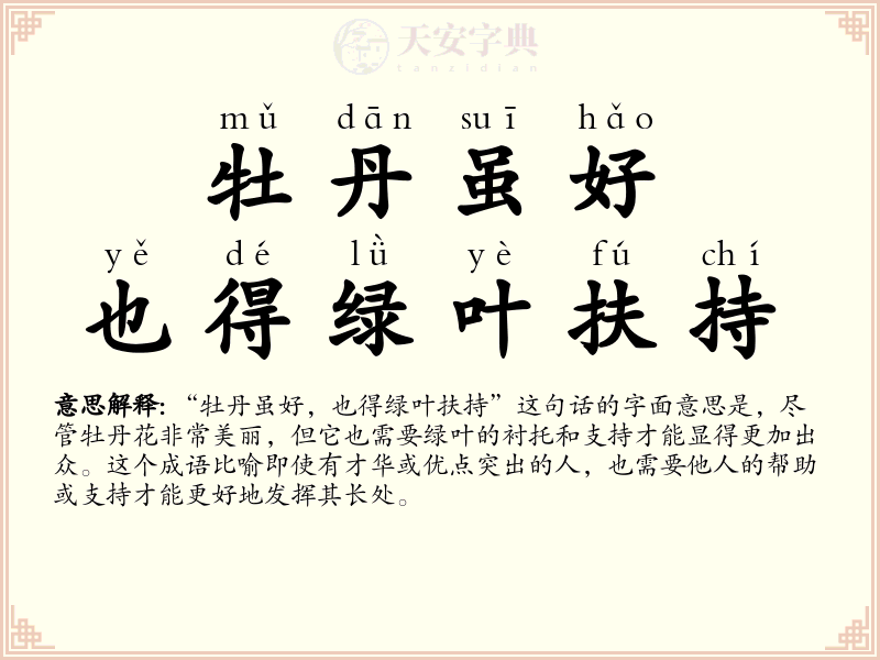 牡丹虽好，也得绿叶扶持