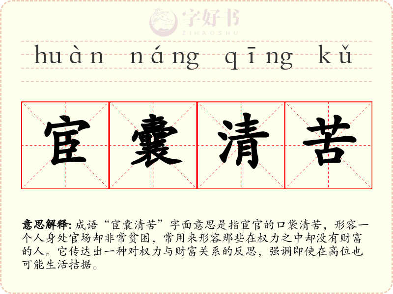 宦囊清苦