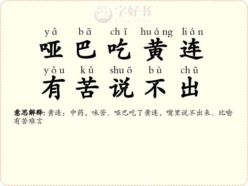 哑巴吃黄连，有苦说不出