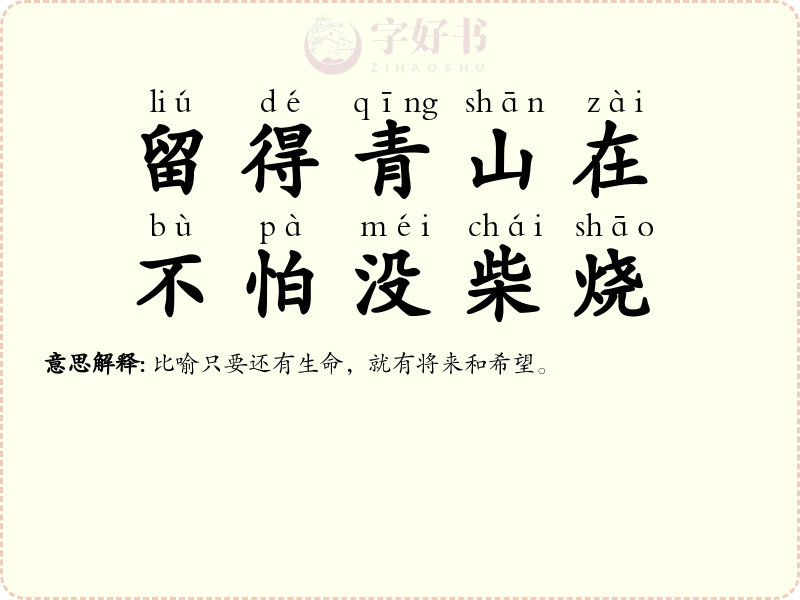 留得青山在，不怕没柴烧
