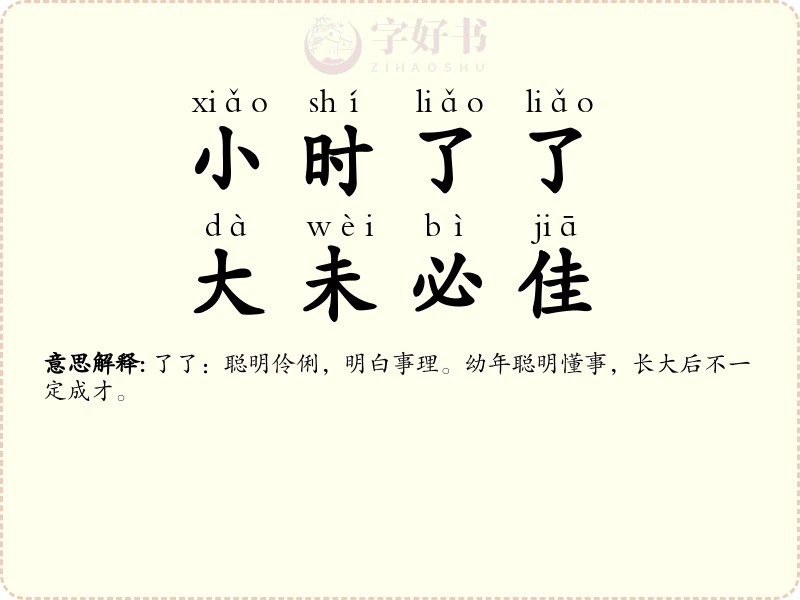 小时了了，大未必佳