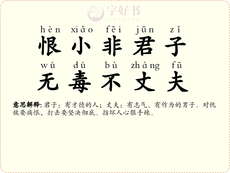 恨小非君子，无毒不丈夫