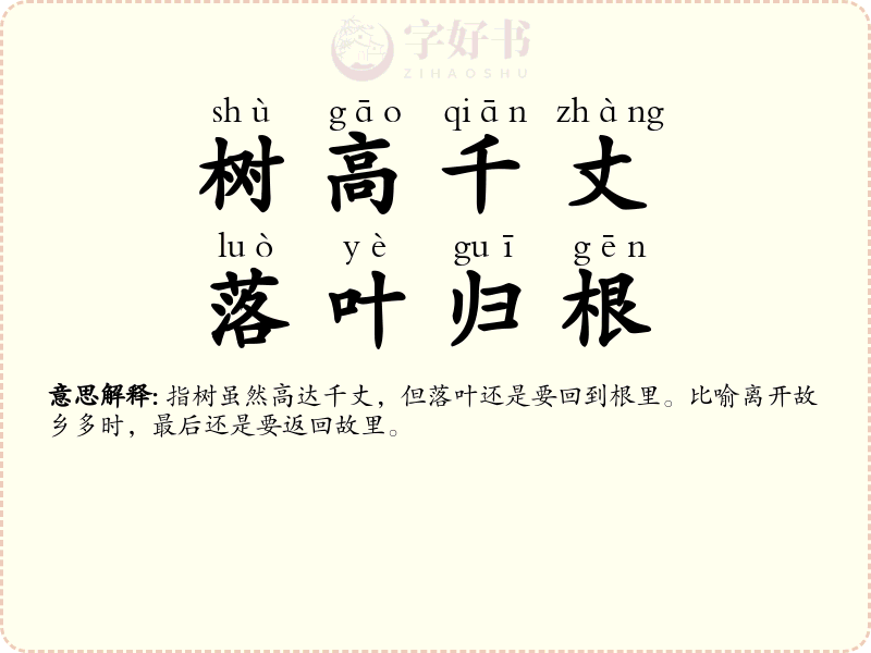树高千丈，落叶归根