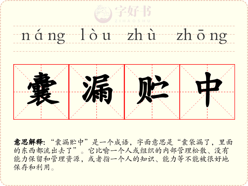 囊漏贮中