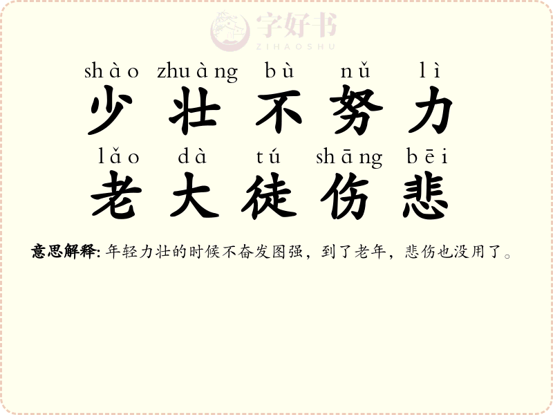 少壮不努力，老大徒伤悲