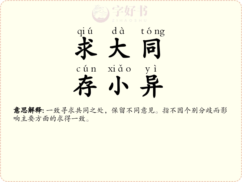 求大同，存小异