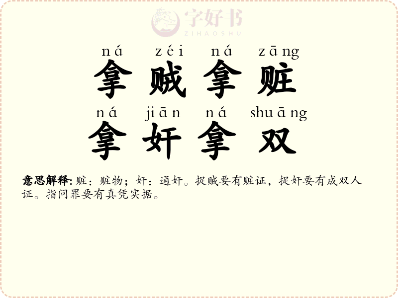 拿贼拿赃，拿奸拿双