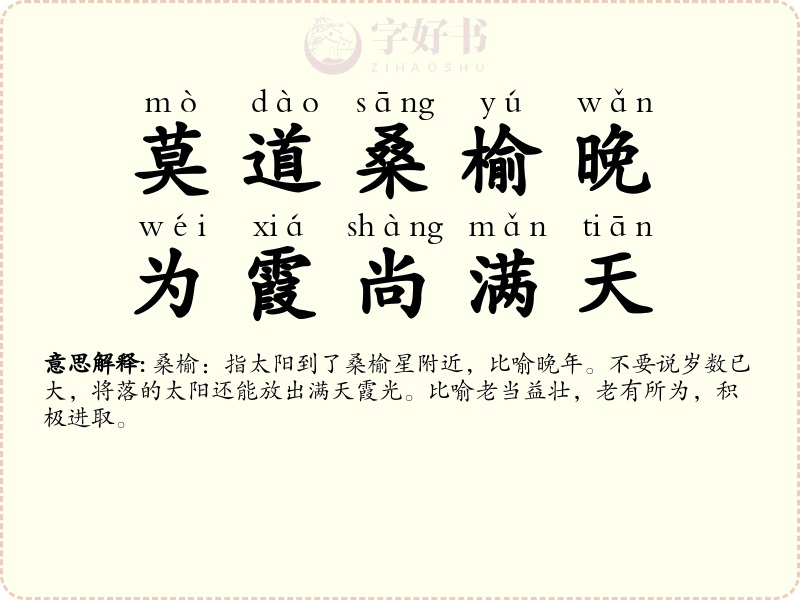 莫道桑榆晚，为霞尚满天