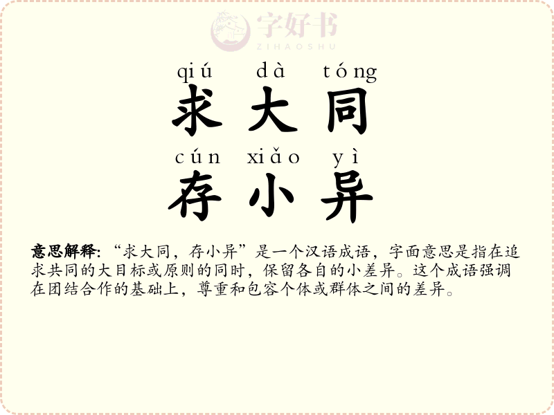 求大同，存小异