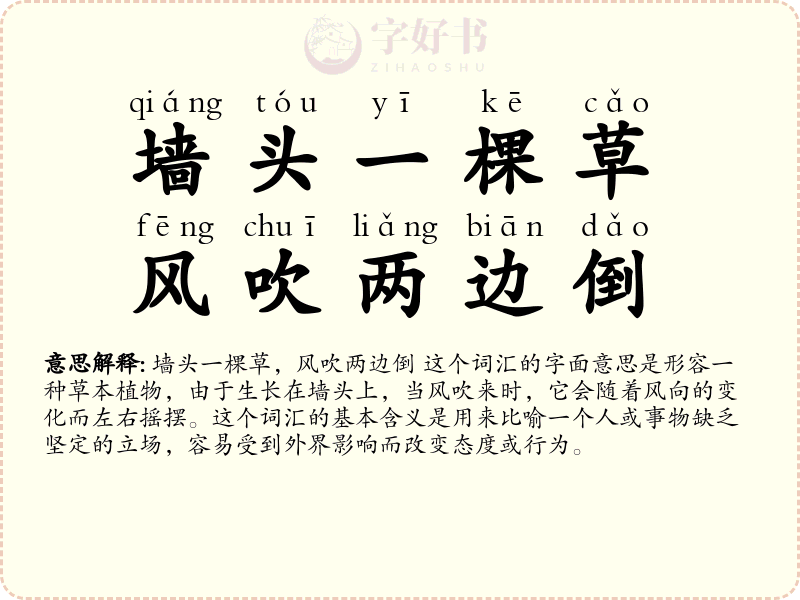 墙头一棵草，风吹两边倒
