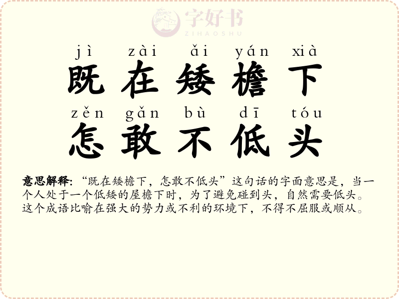 既在矮檐下，怎敢不低头